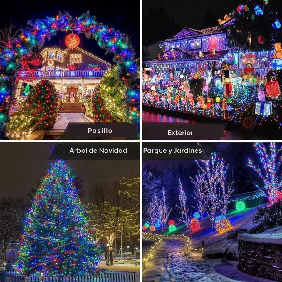 500 LUCES LEDS NAVIDEÑAS CON PANEL SOLAR