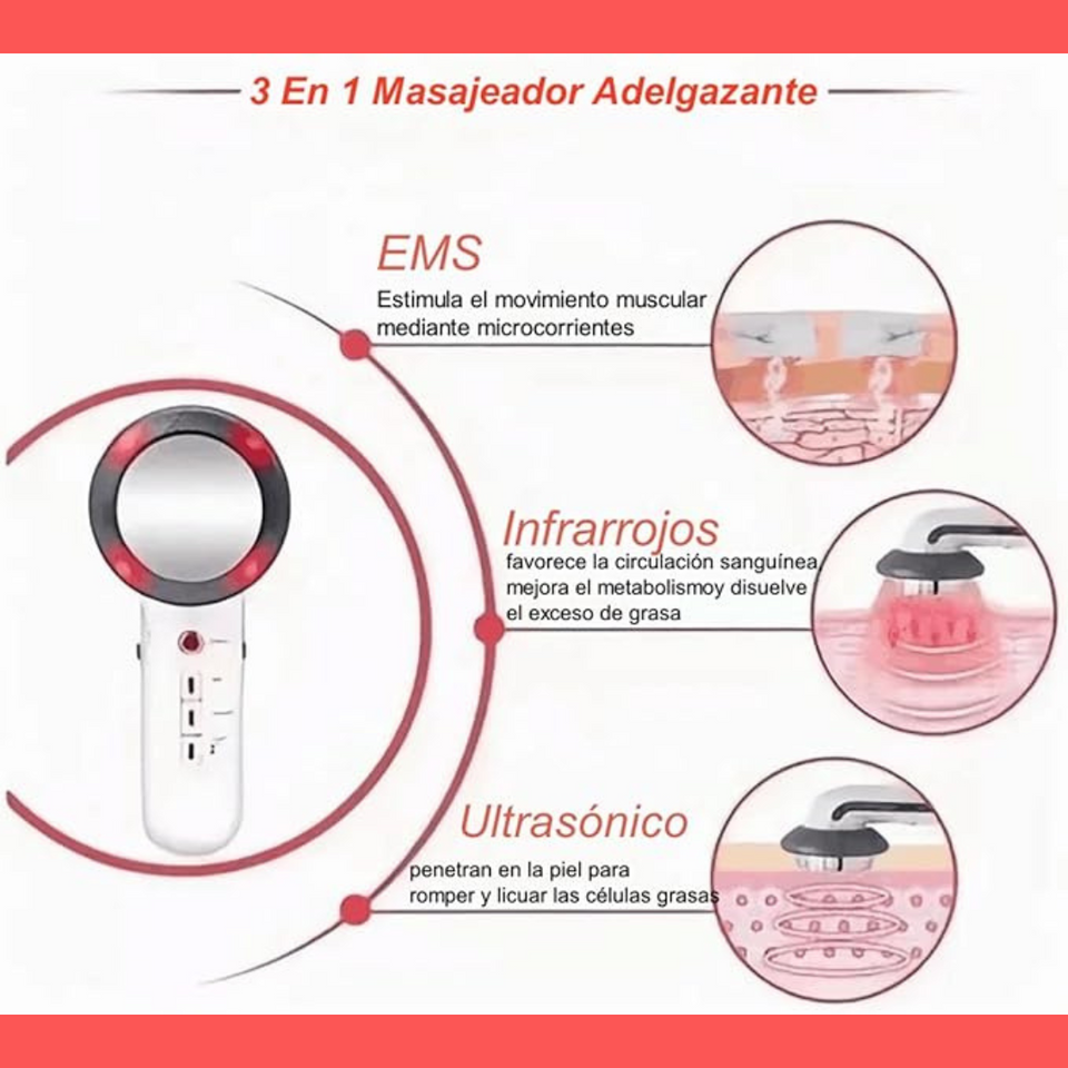 MASAJEADOR ULTRACAVITADOR 3 EN 1 + GEL CONDUCTOR